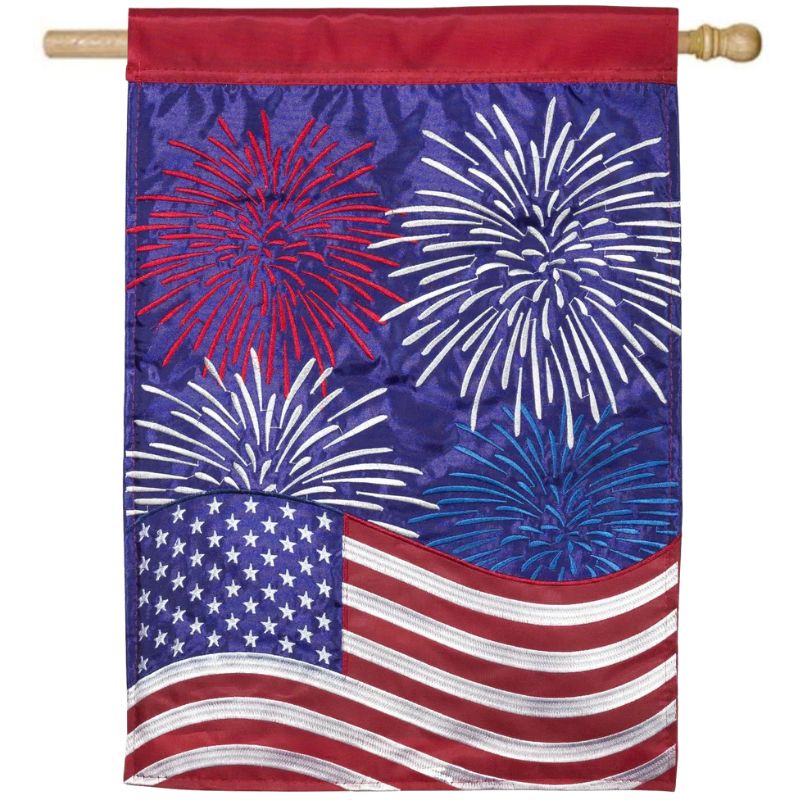 Patriotic Fireworks House Flag
